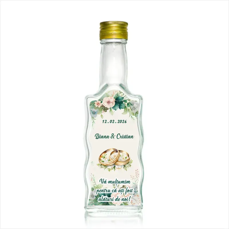Sticla decorata nunta, 200 ml, model stof 2 004